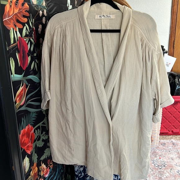 We The Free Lou Textured Cotton Blazer Top Medium - Picture 5 of 6